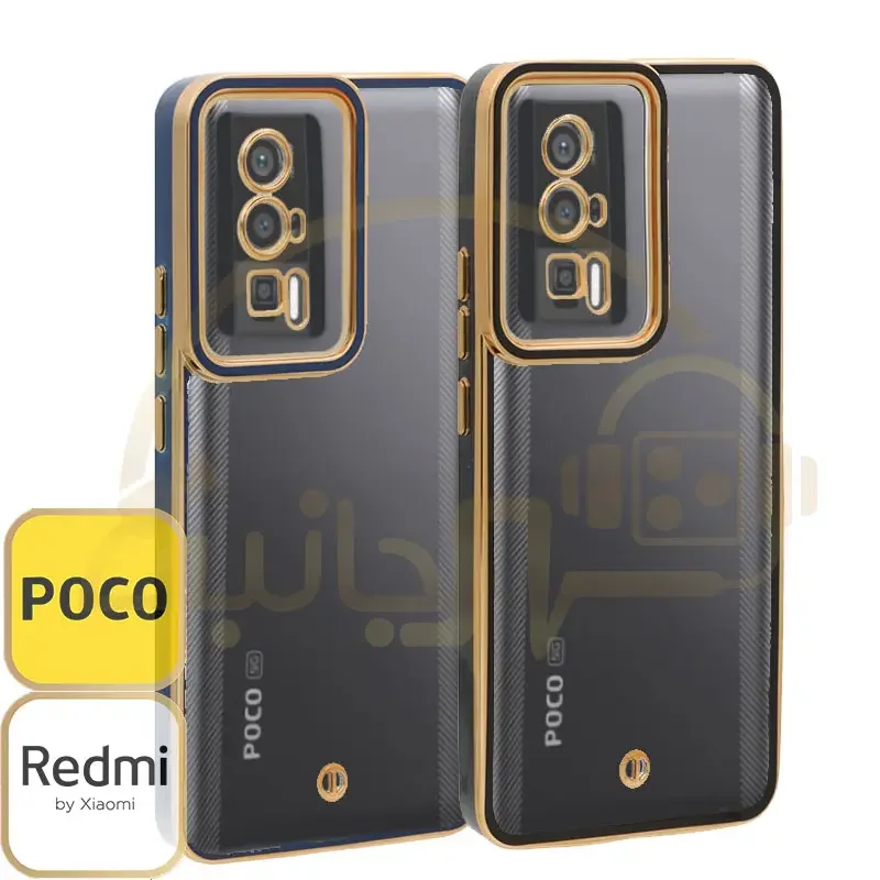 قاب الکتروپلیتینگ محافظ لنزدار Xiaomi Poco F5 Pro 5G کاور شفاف دور طلایی Xiaomi Redmi K60 Pro 5G