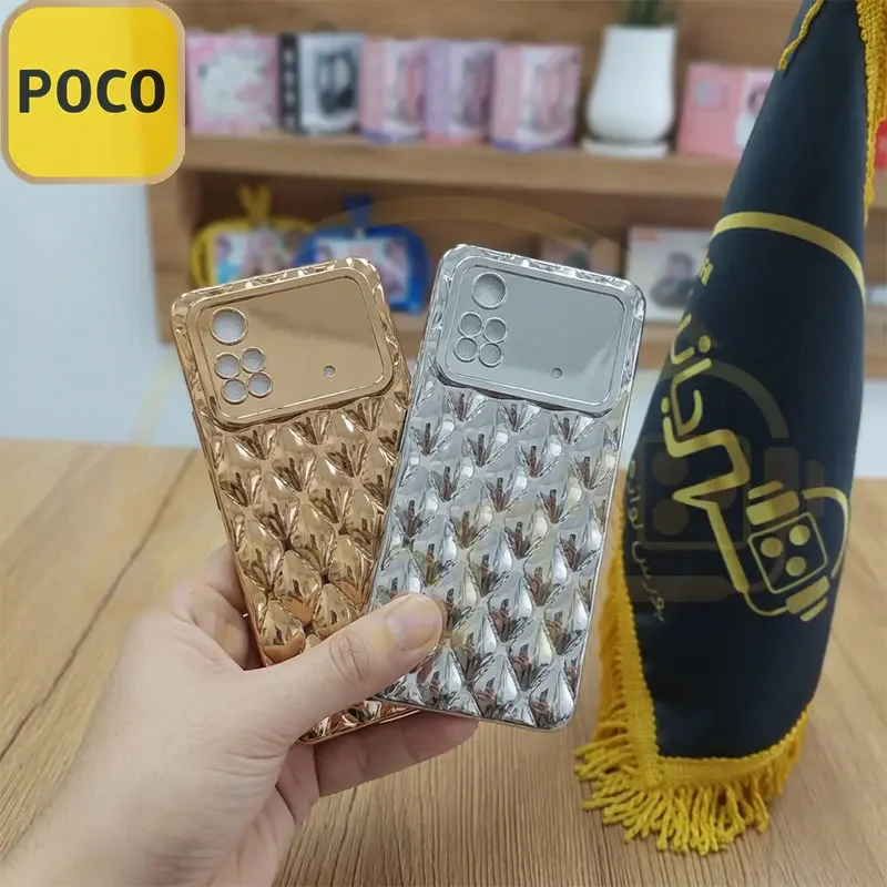 قاب پافر لوزی محافظ لنزدار مدل Xiaomi Poco M۴ Pro ۴G کاور پافری لوزی شیاومی Poco M۴Pro ۴G