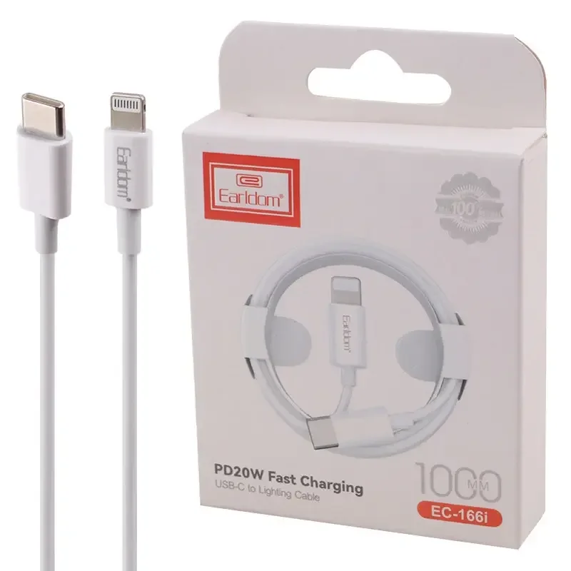 کابل شارژ فست آیفون تایپ سی به لایتنینگ PD Earldom 20W Type-C to Lightning مدل EC-166i - سفید