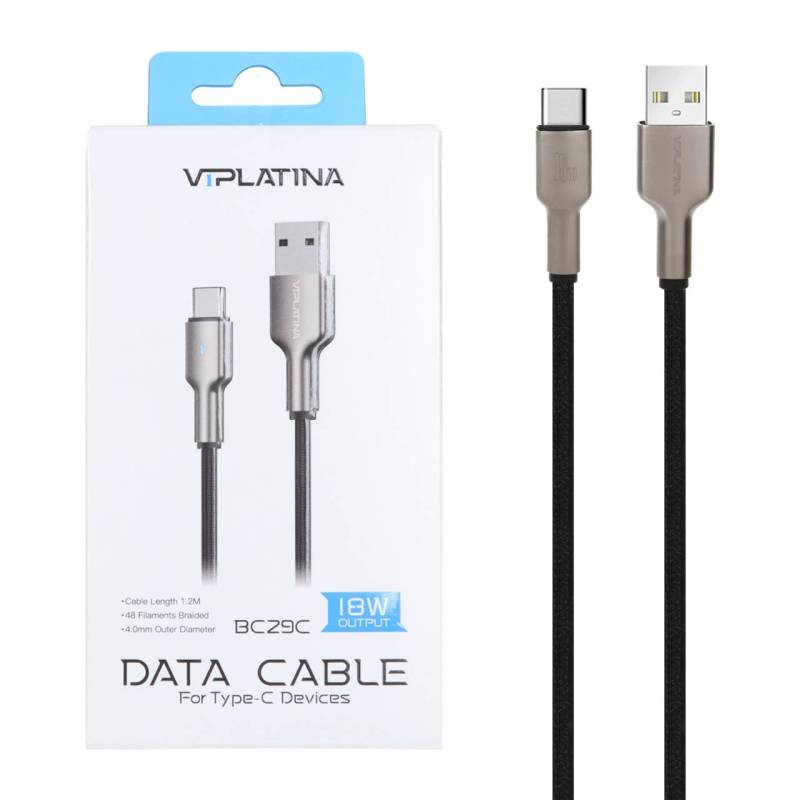 کابل شارژ فست VIPLATINA Type-C مدل BC29C 18W | شارژ سریع USB-A به Type-C